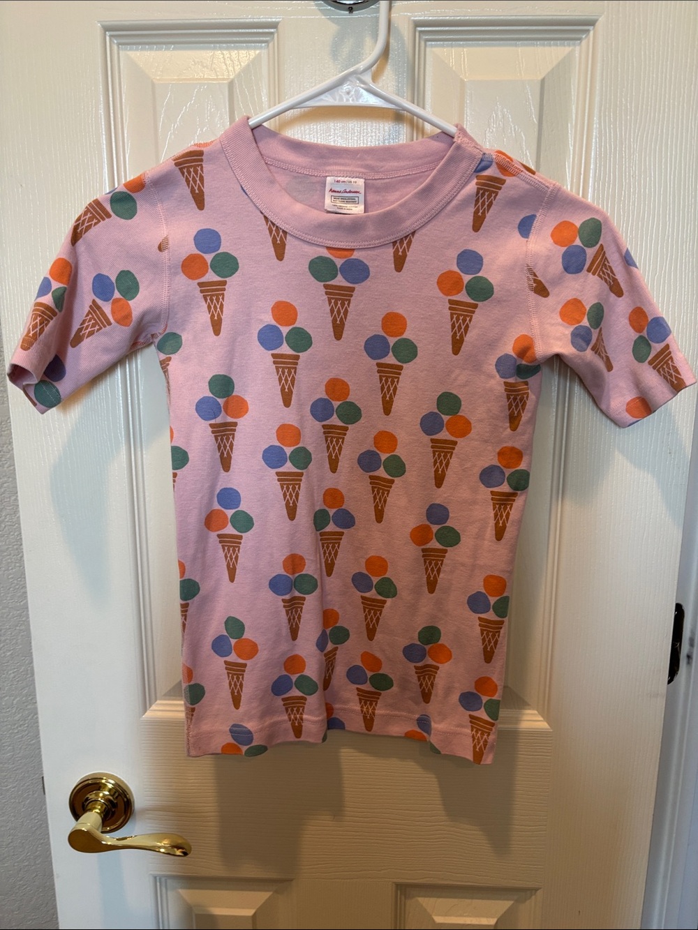 Hanna Andersson Pink Ice Cream Cone Short Sleeve Pajama Top Kids size 10